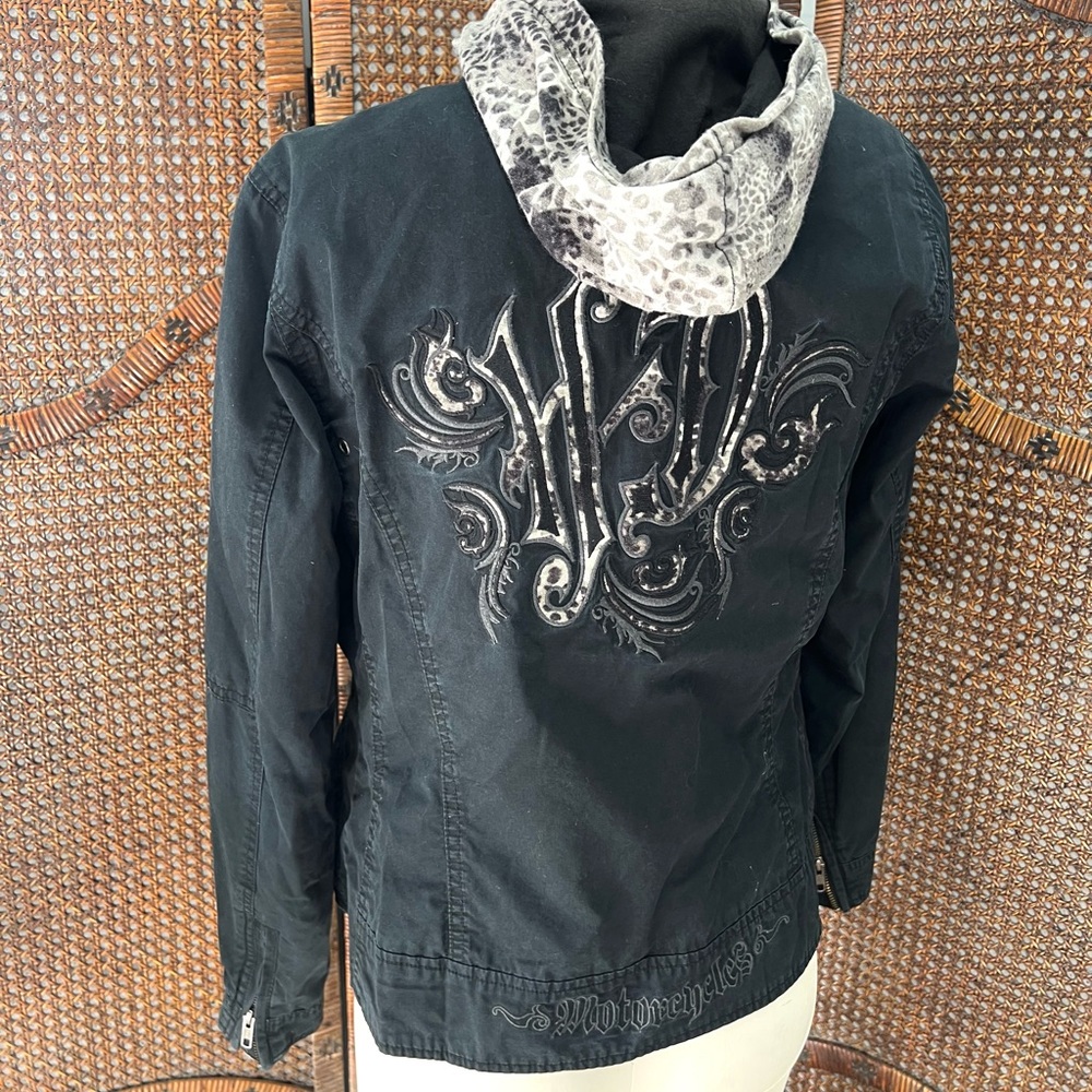 Harley Davidson coat jacket detached vest medium black cotton HD